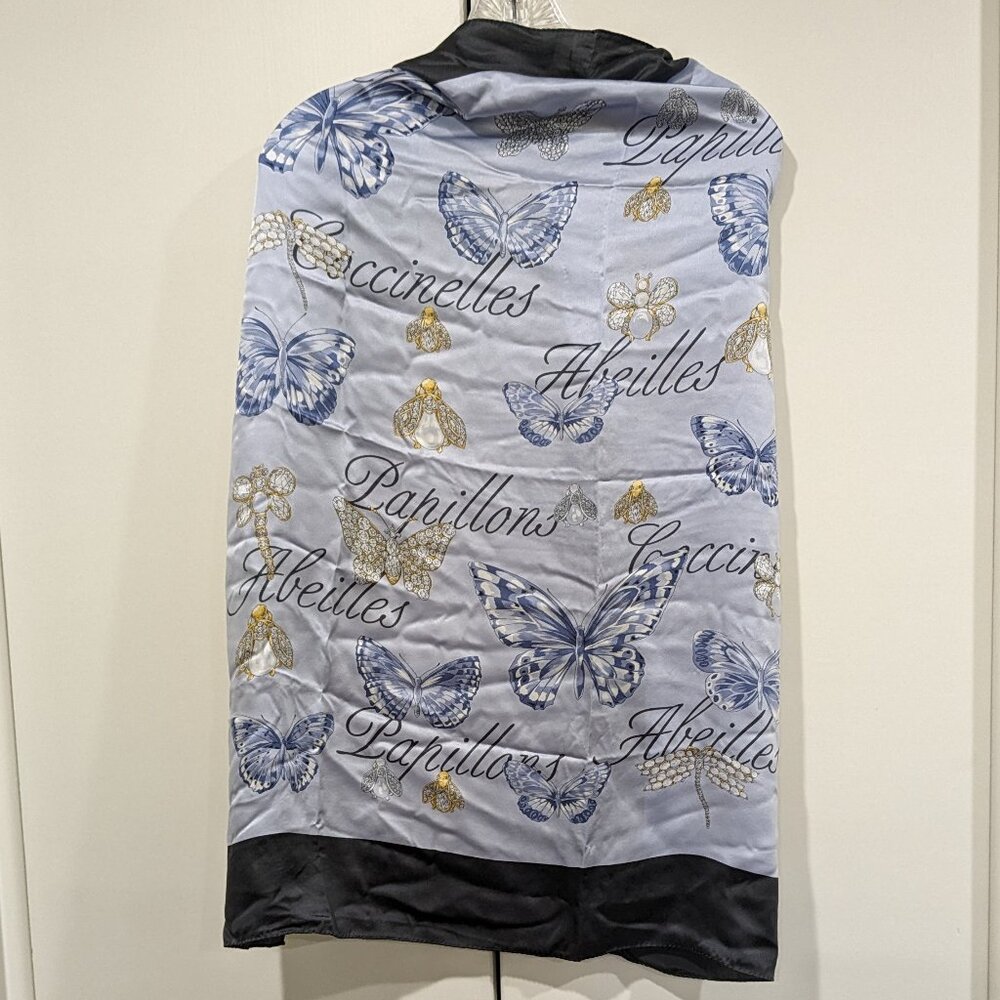 Carlisle Silk Scarf Butterfly Papillon light blue